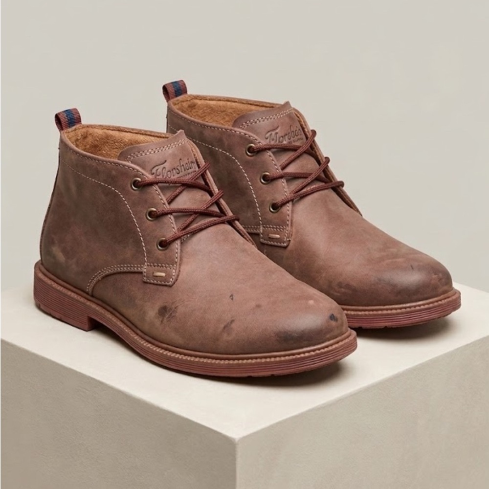 Kids Florsheim Taupe Brown Leather Chukka Boots